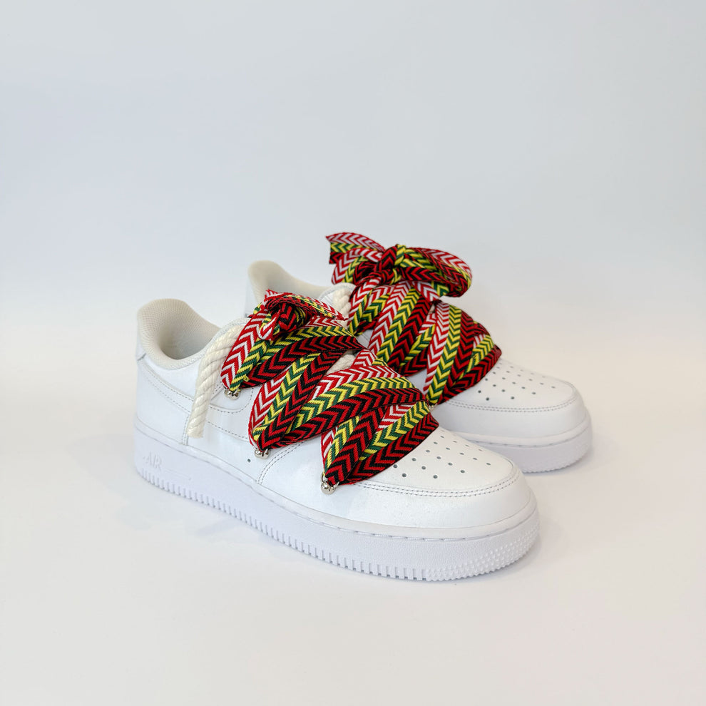 Nike Air Force 1 Low "Blanc" Lanvin Style Laces Multicolores
