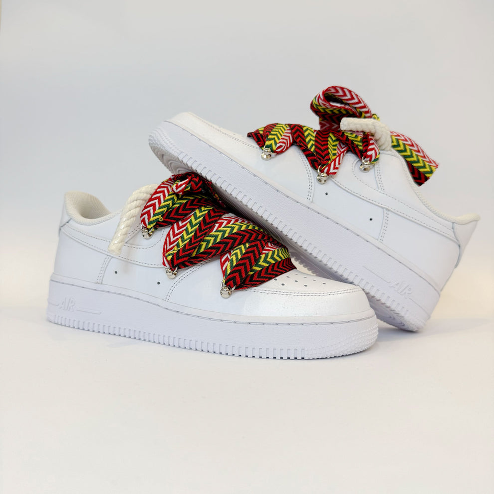 Nike Air Force 1 Low "Blanc" Lanvin Style Laces Multicolores